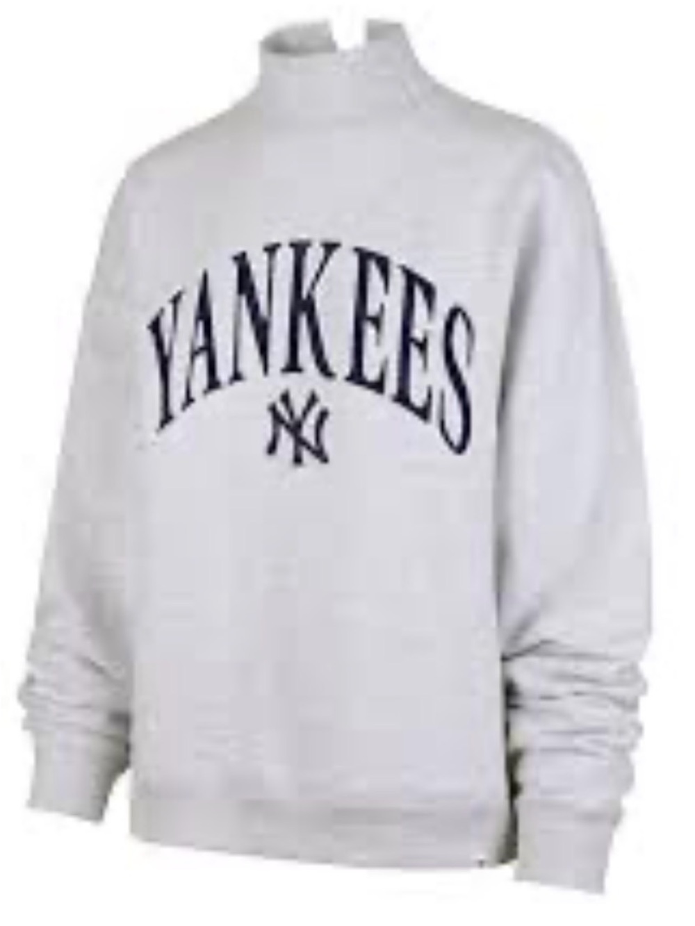 47 Brand Yankees White Crewneck Sweater with Navy Logo